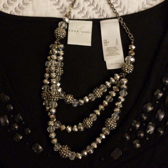 Emma James large designer black sleeveless blouse - Picture 3 of 8